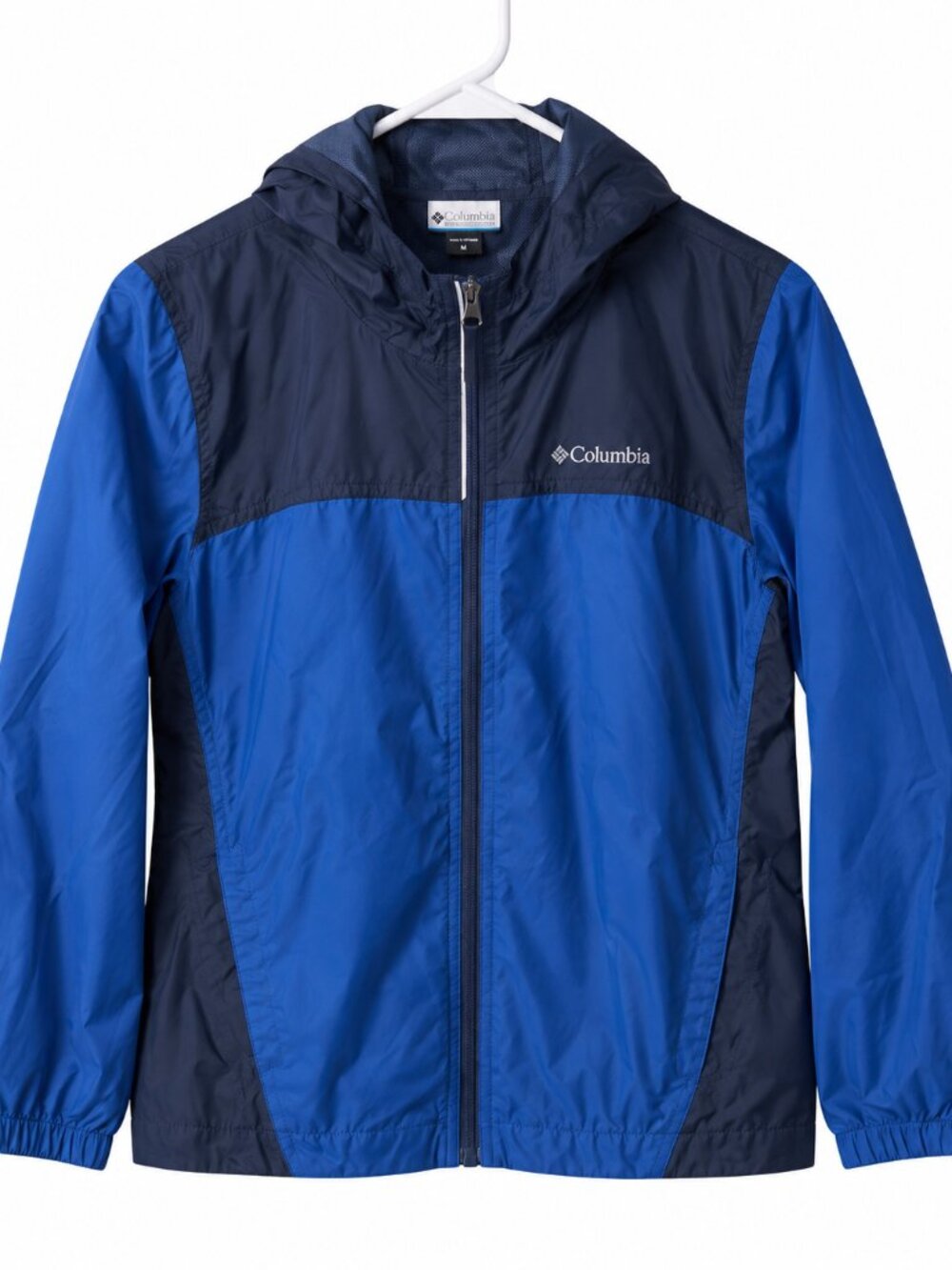 Columbia Boys Size 8 Small Blue Navy Hooded Lightweight Windbreaker Jacket